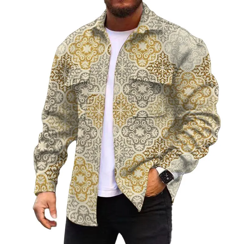 Men's Corduroy Print Long Sleeve Jacket 02021186L