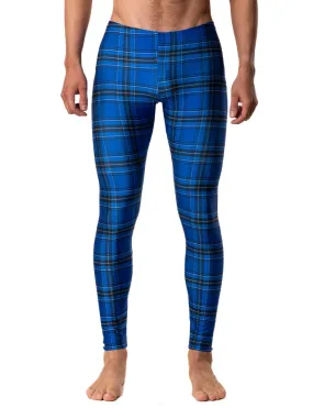 MENS LEGGINGS - BLUE PLAID