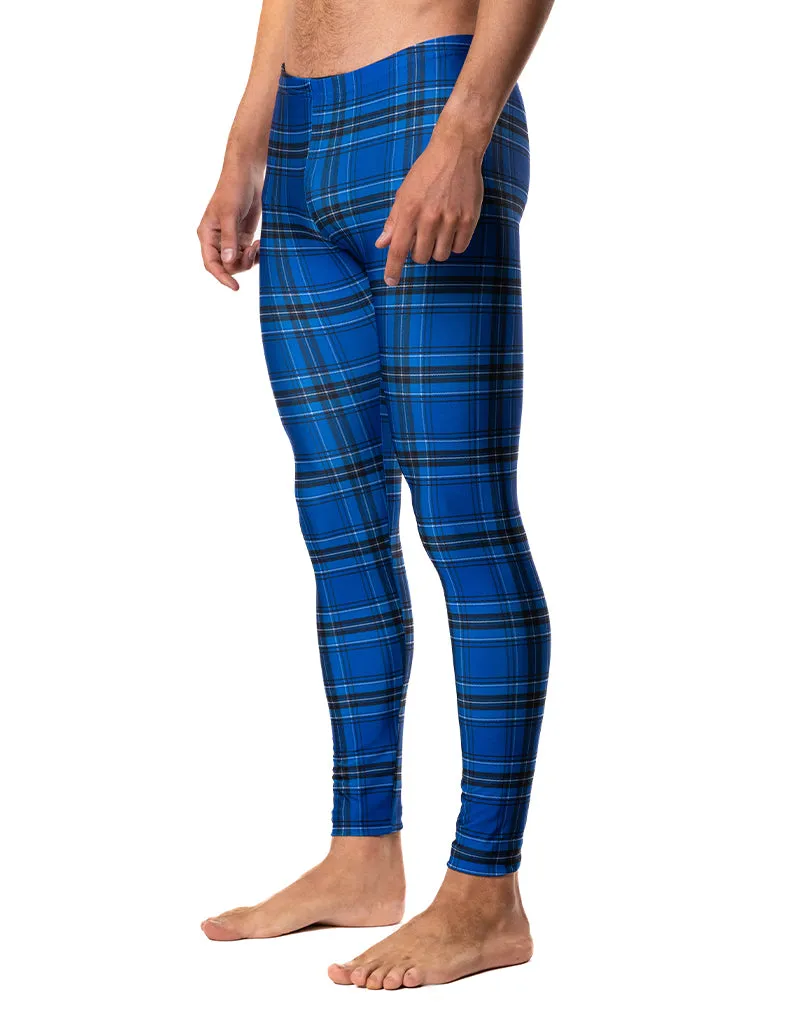 MENS LEGGINGS - BLUE PLAID