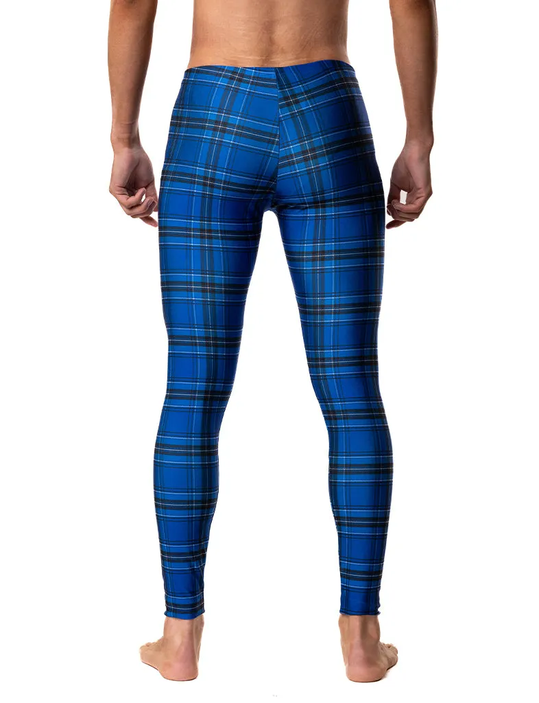 MENS LEGGINGS - BLUE PLAID