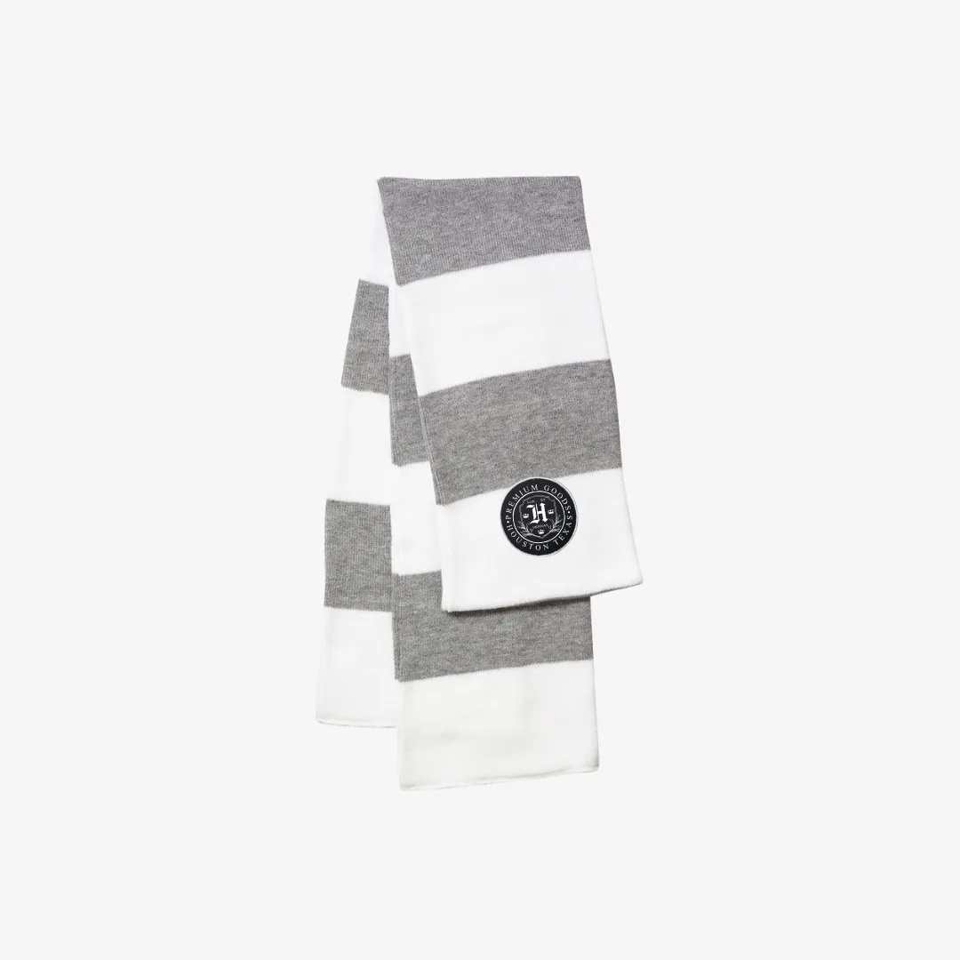 mens premiumgoods. stripe scarf “crest” (gray/white)