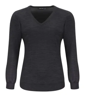 Merino Sweater V-Neck Woman Grey Melange