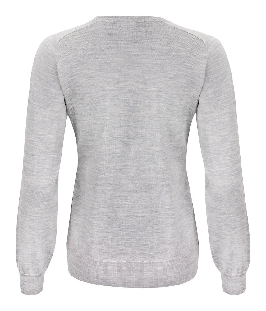 Merino Sweater V-Neck Woman Lt Grey Melange