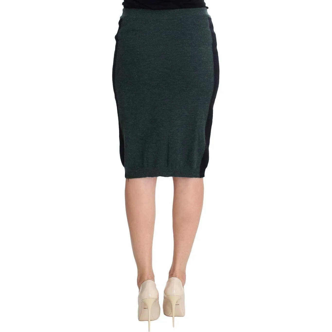 MILA SCHÖN Emerald Elegance Wool-Blend Pencil Skirt