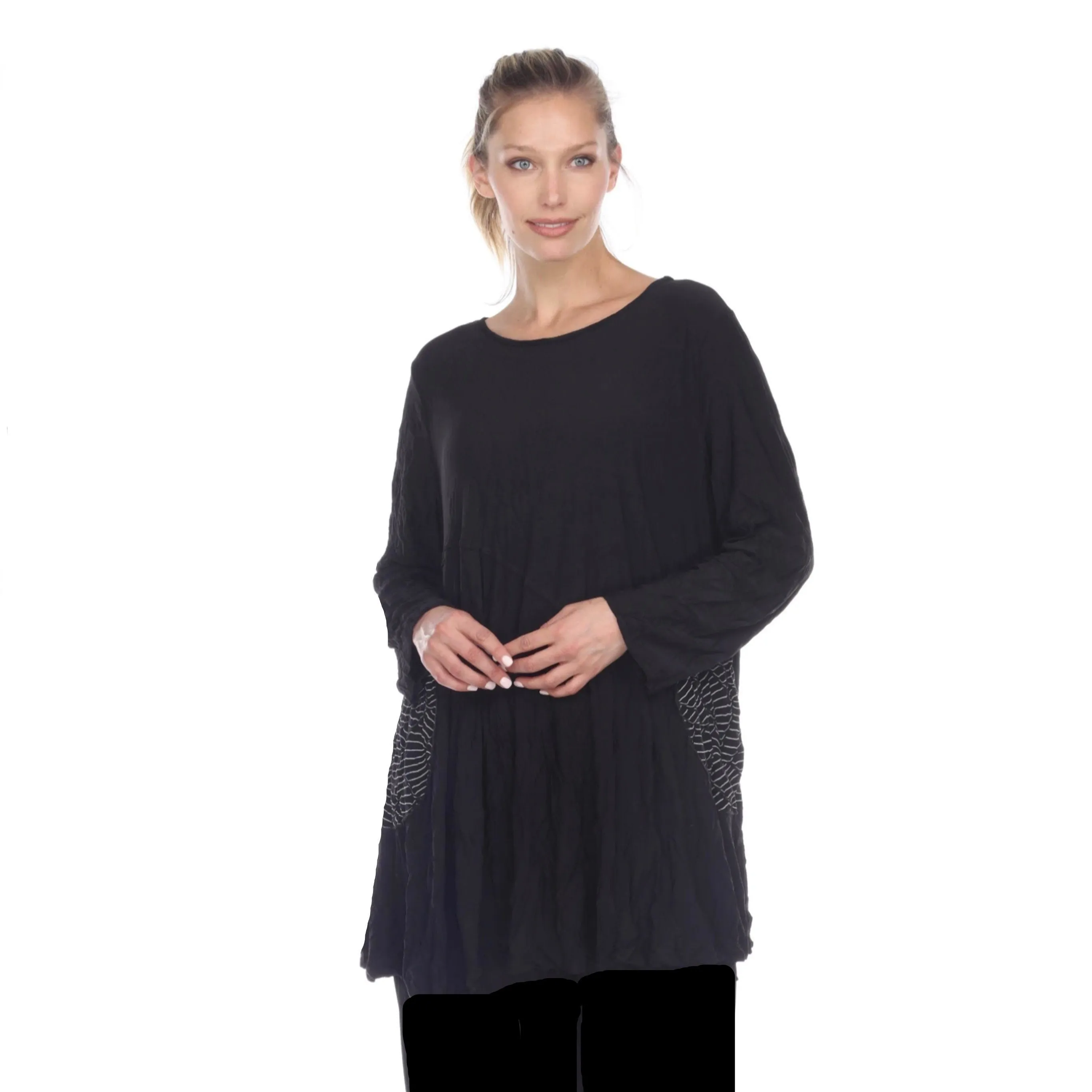 Moonlight Crinkle Textured Tunic W/ Pockets - 2754-BLK