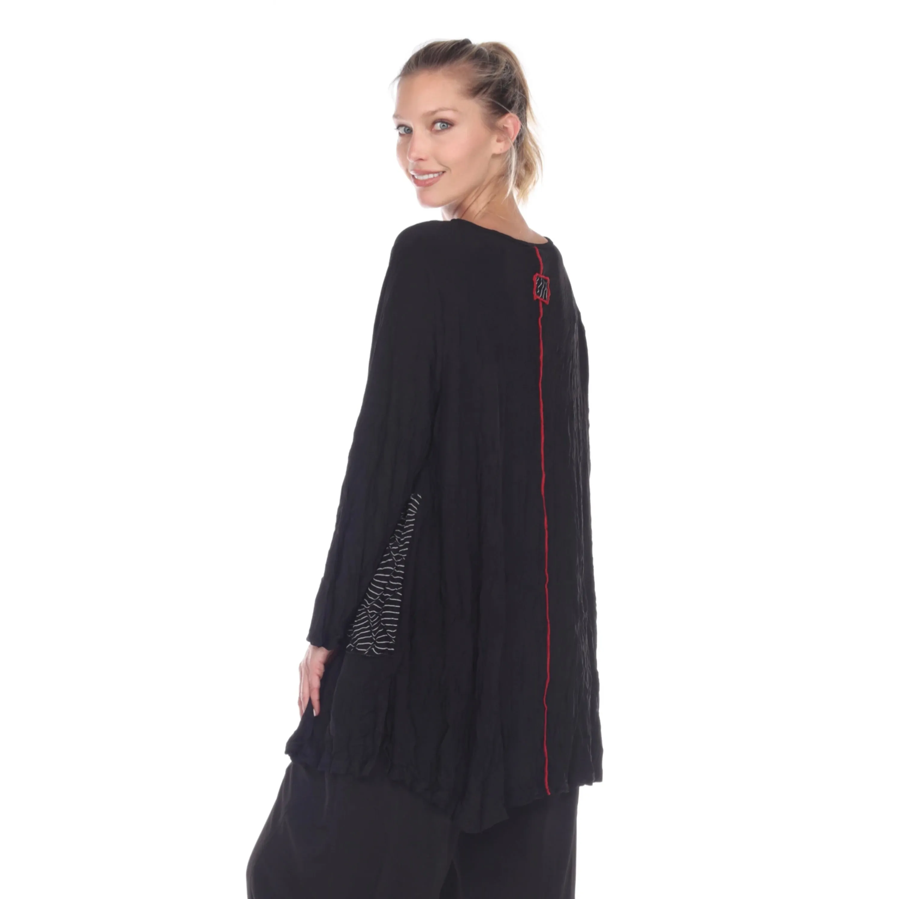 Moonlight Crinkle Textured Tunic W/ Pockets - 2754-BLK