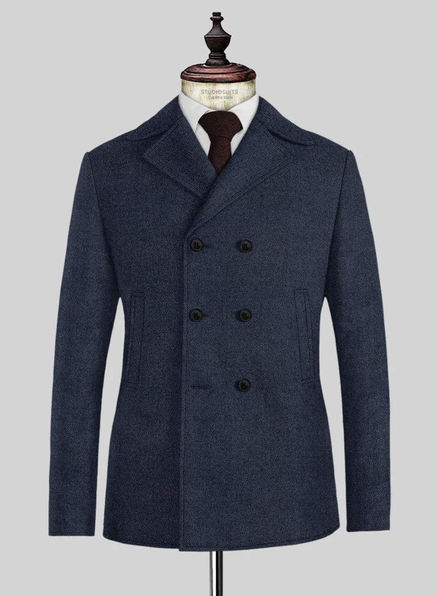 Naples Dark Indigo Tweed Pea Coat