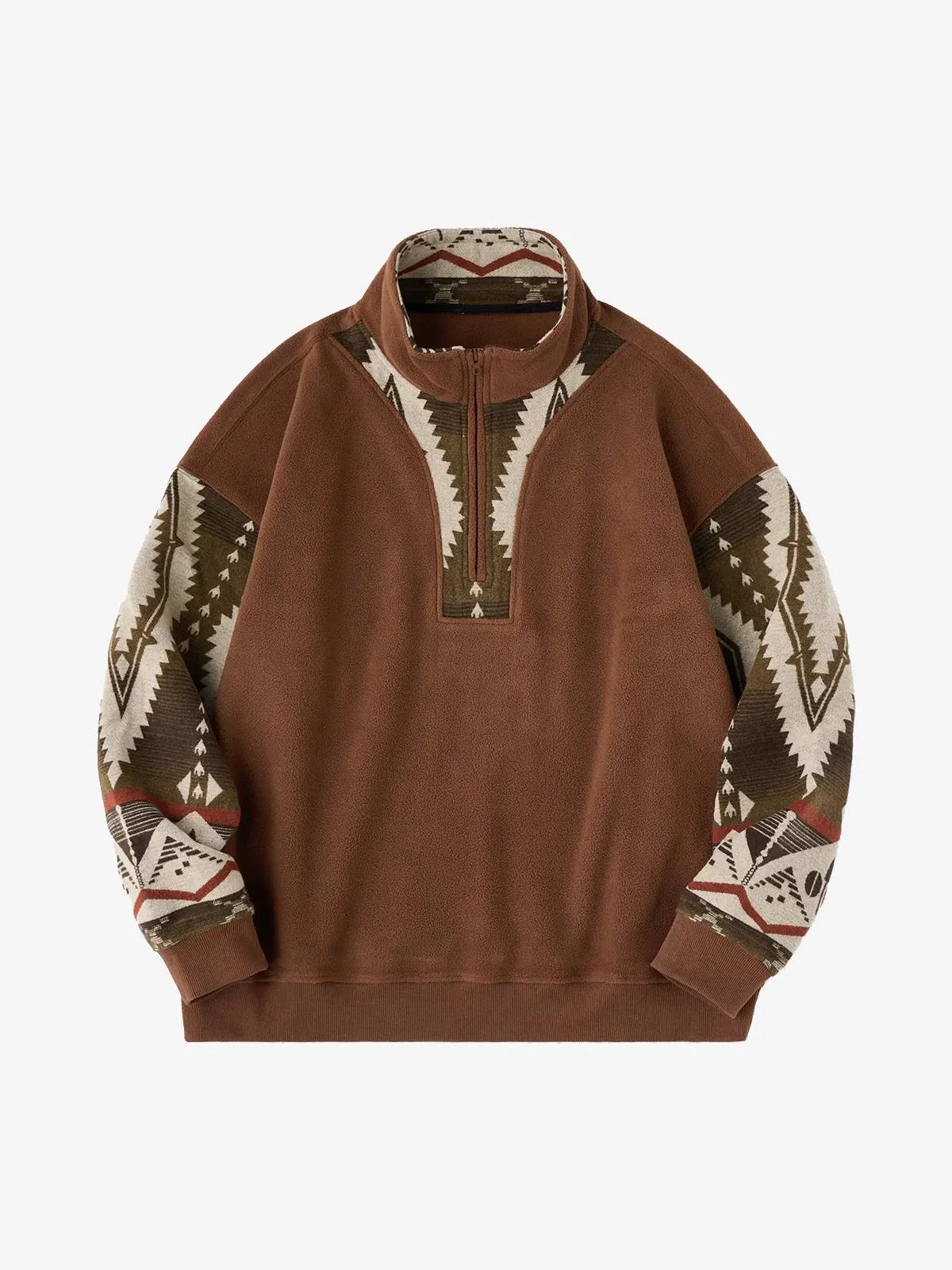 Navajo Pattern Polar Fleece Half-Zip Sweater