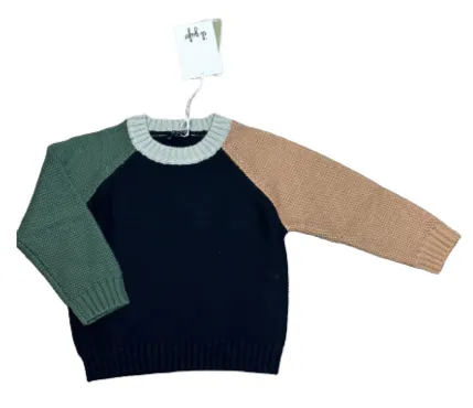 Navy Colorblock Sleeve Sweater