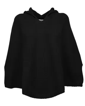 NEW FALL 24 - Pure Cashmere Hoodie Poncho Black