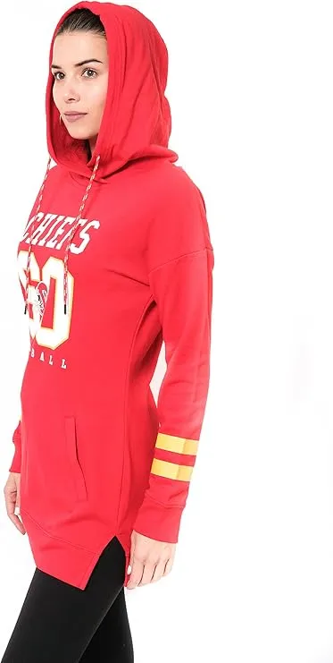 NFL Kansas City Chiefs Womens Soft French Terry Tunic Hoodie Pullover Sweatshirt|Kansas City Chiefs