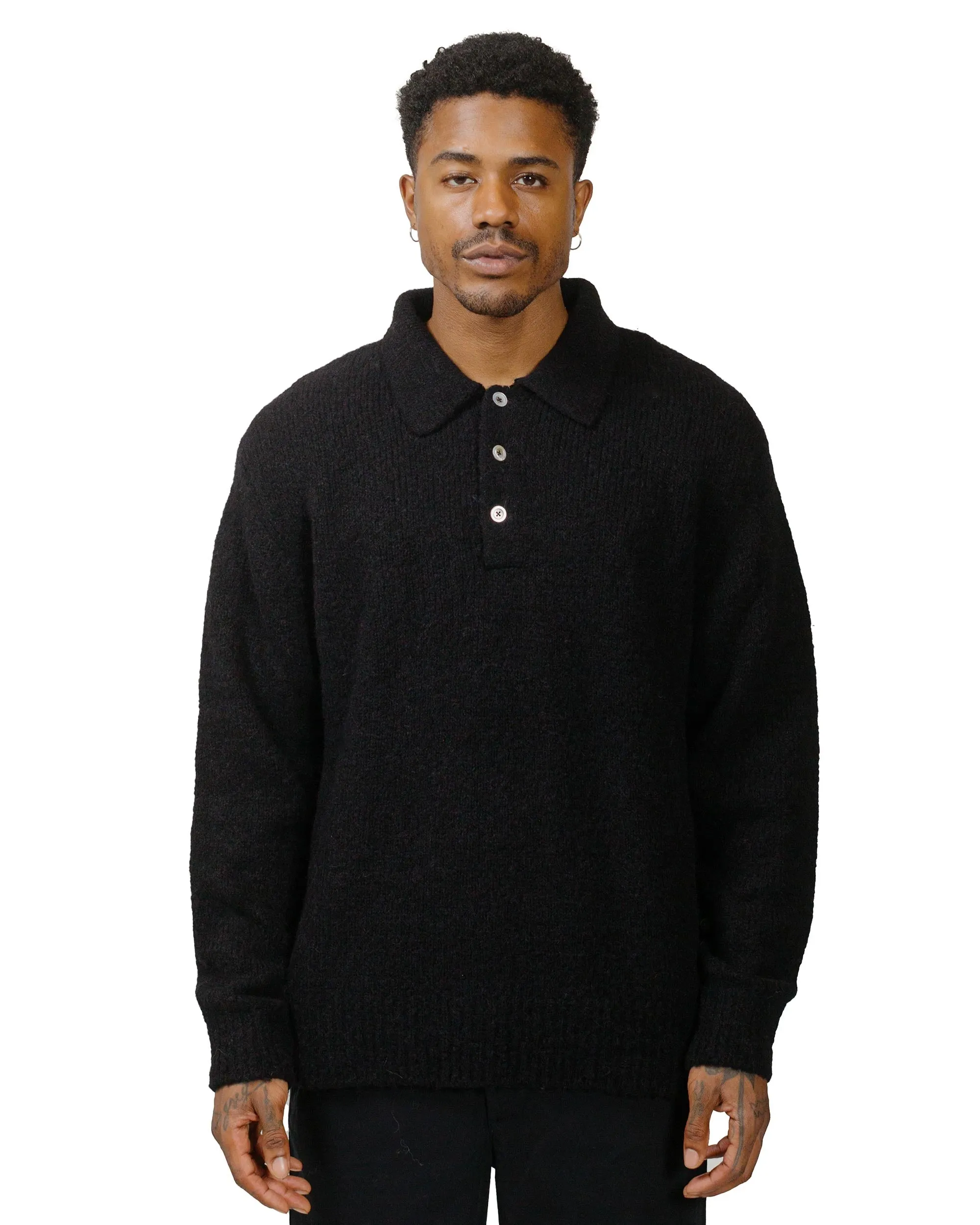 Norse Projects Rasmus Relaxed Brushed Polo Black