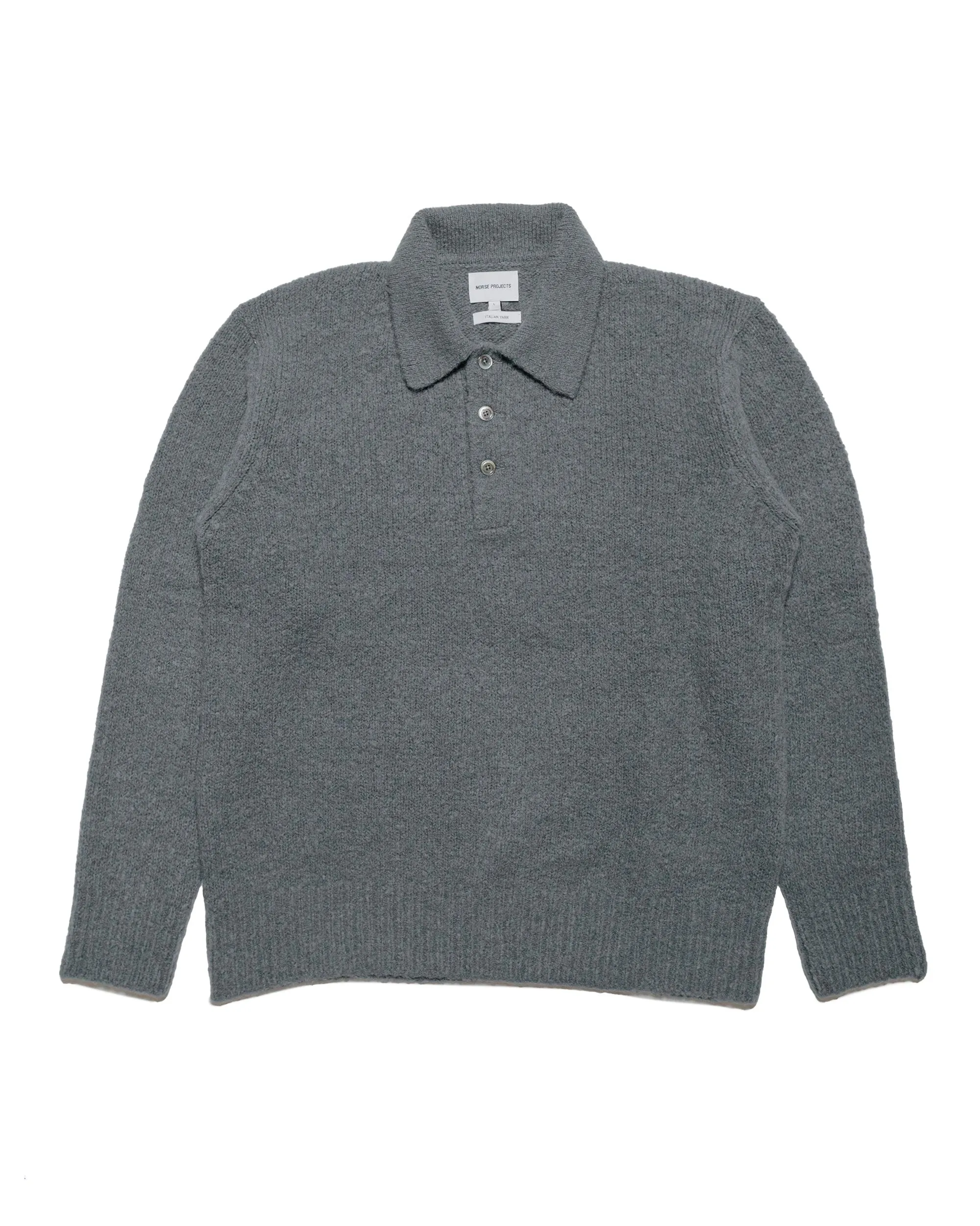 Norse Projects Rasmus Relaxed Brushed Polo Mouse Grey