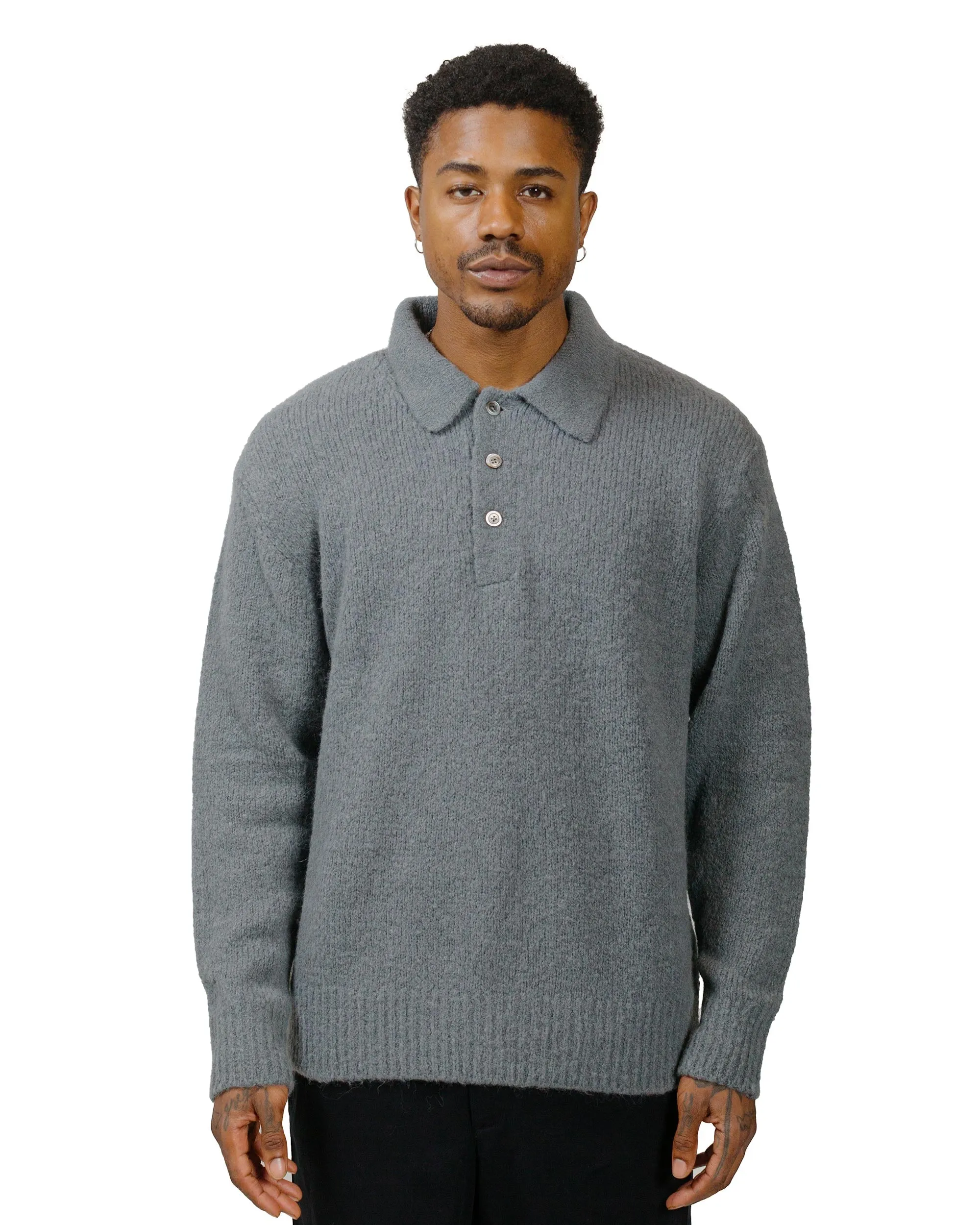 Norse Projects Rasmus Relaxed Brushed Polo Mouse Grey