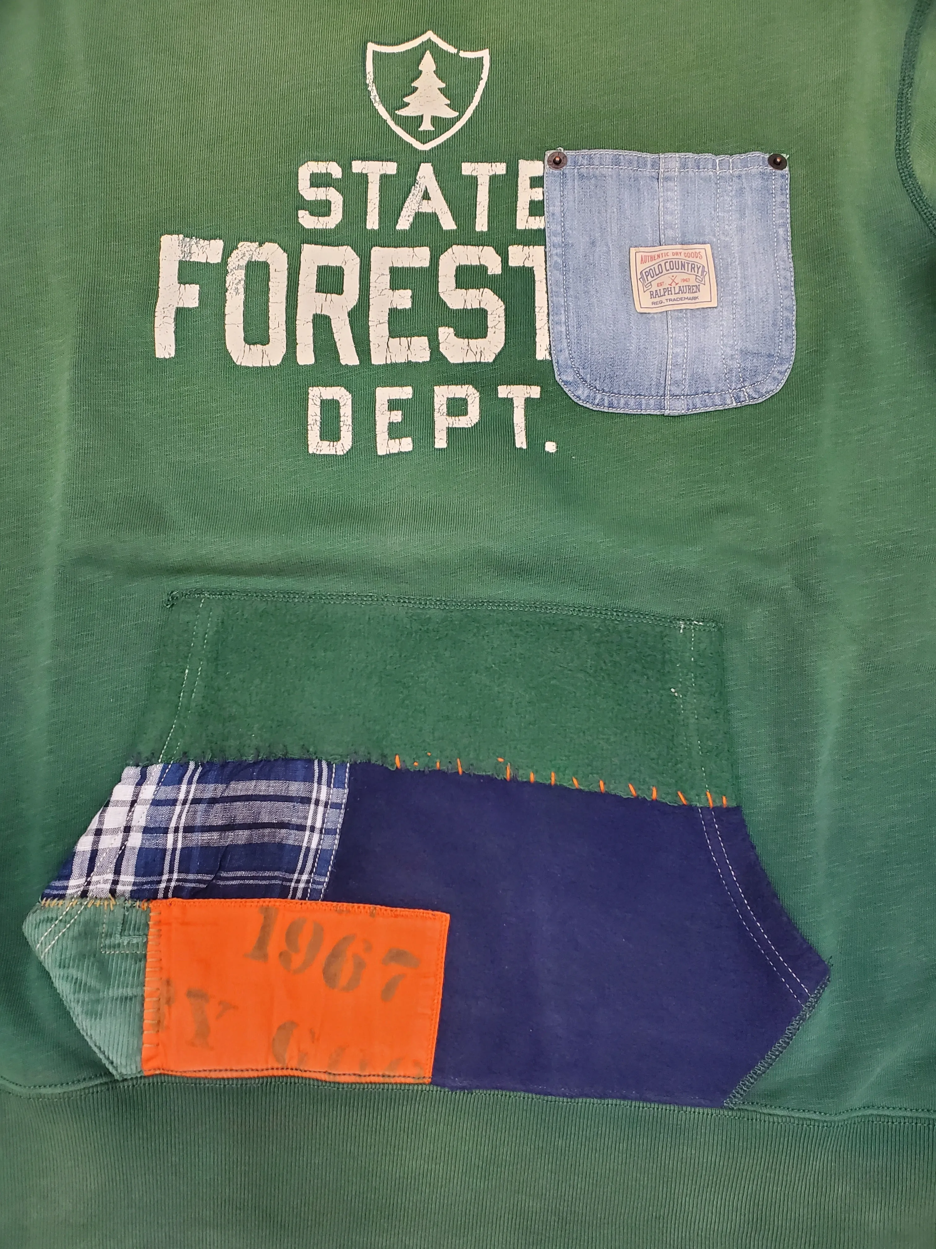 Nwt Polo Country Ralph Lauren State Forestry Patchwork Fleece Sweatshirt