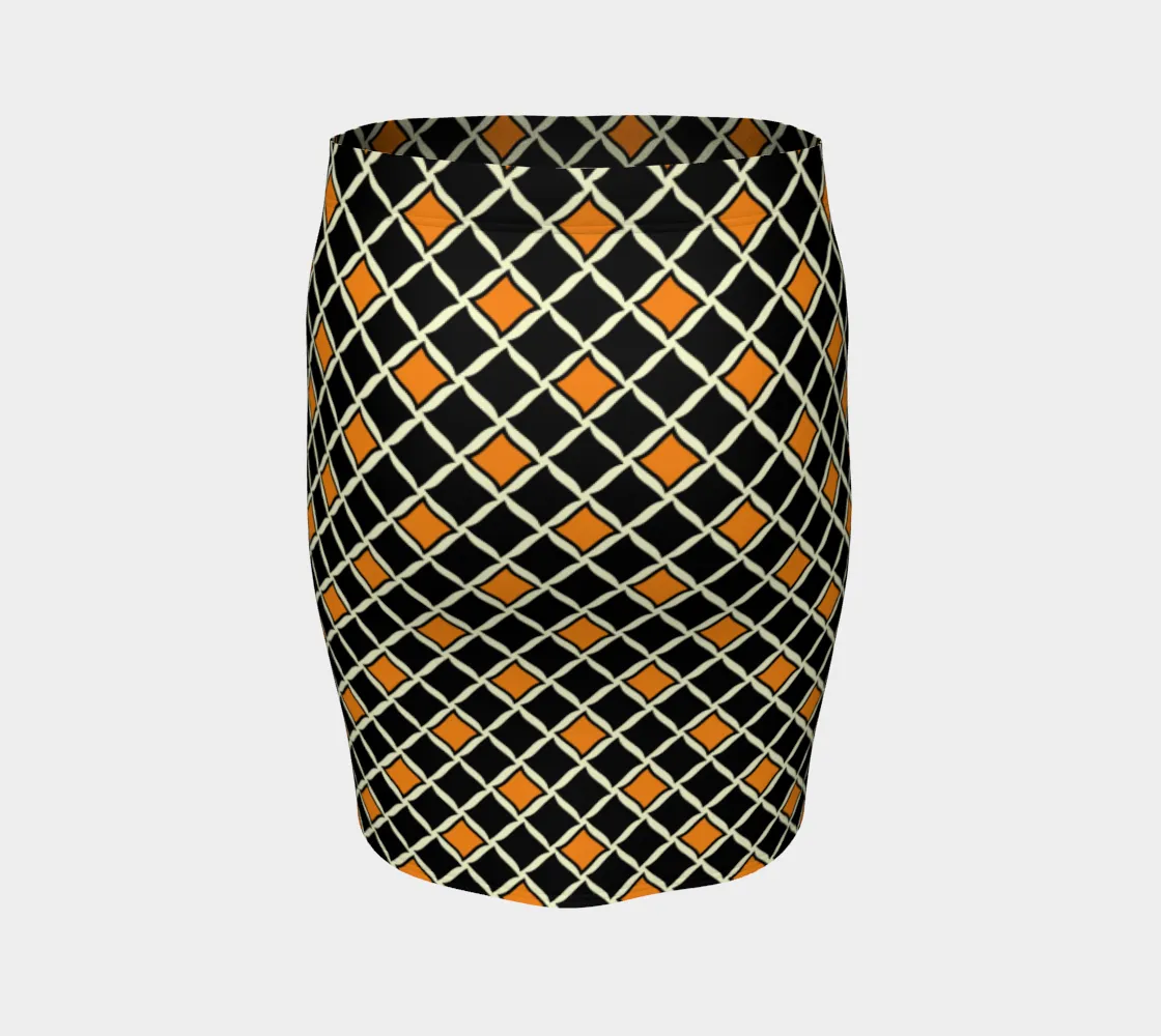 Orange Diamond Fitted Skirt