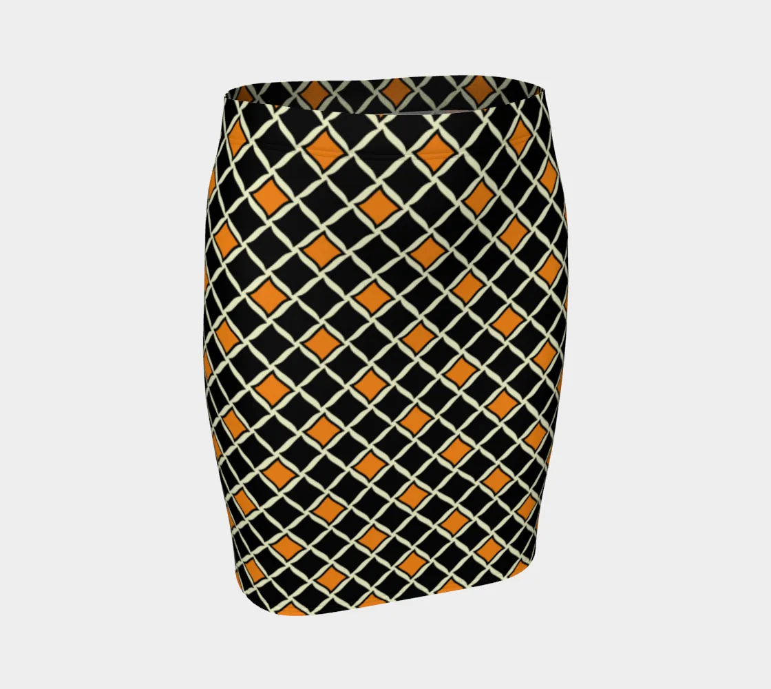 Orange Diamond Fitted Skirt