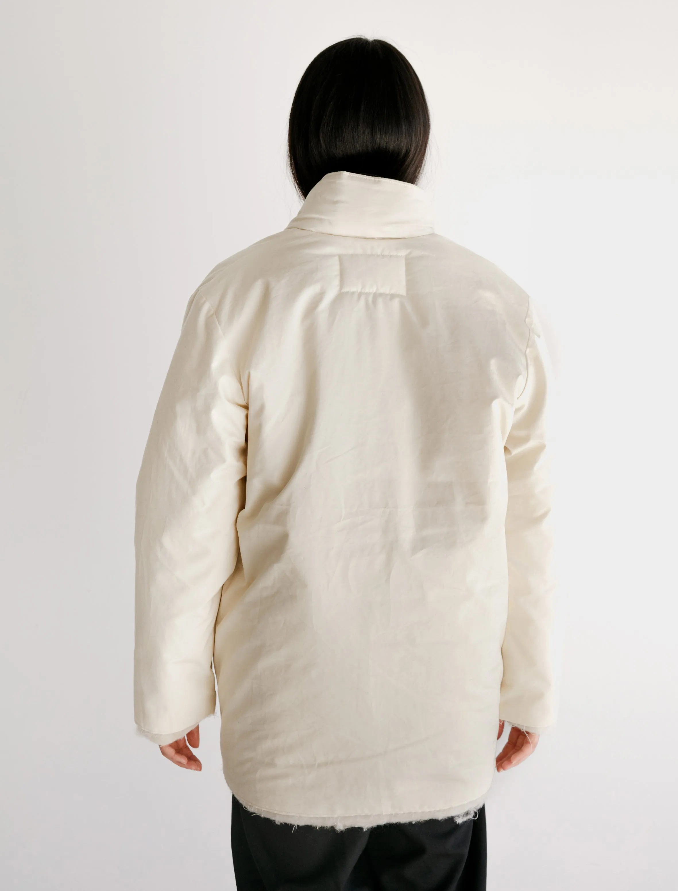 Padded Square Jacket Waxed Cotton White