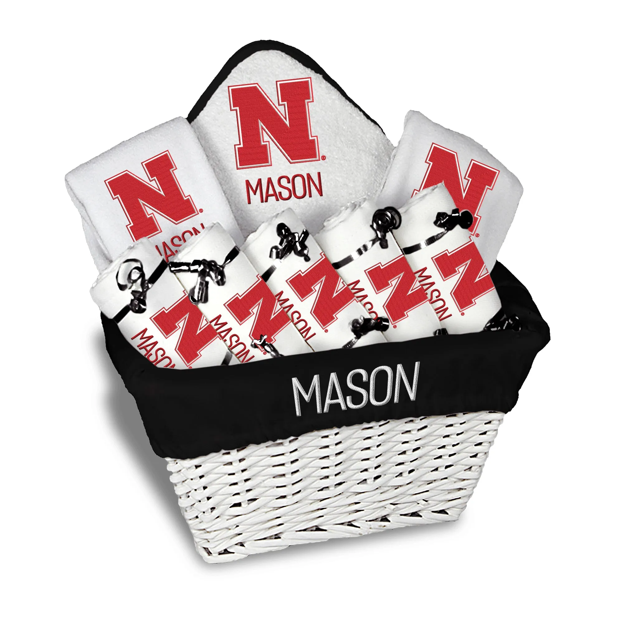 Personalized Nebraska Cornhuskers Large Basket - 9 Items