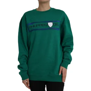 Philippe Model Green Cotton Logo Print Long Sleeves Pullover Sweater