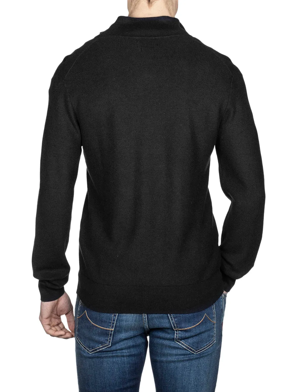 Pima Texture Halfzip Pullover Black