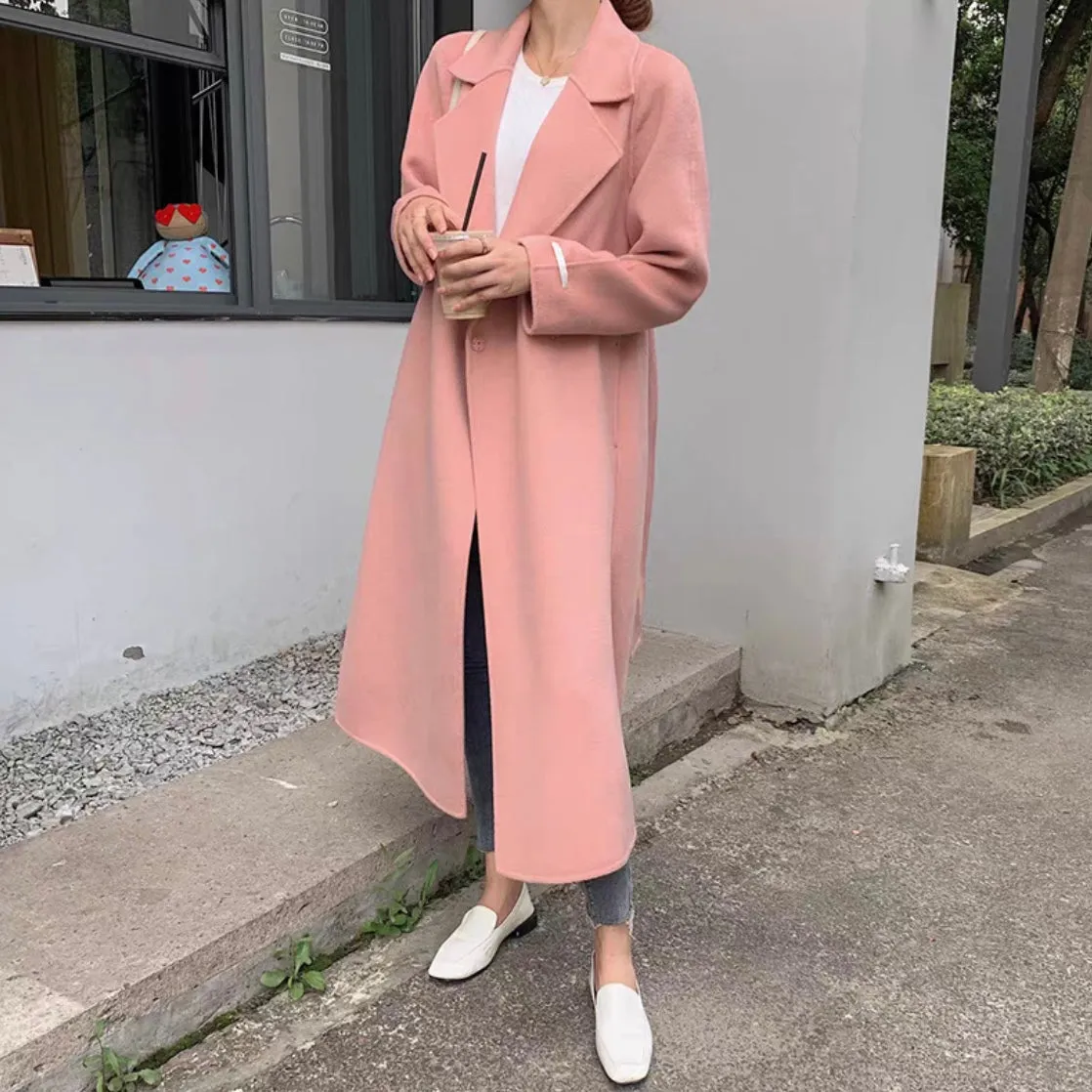 Pink Handmade Wool Coat - 100% Wool