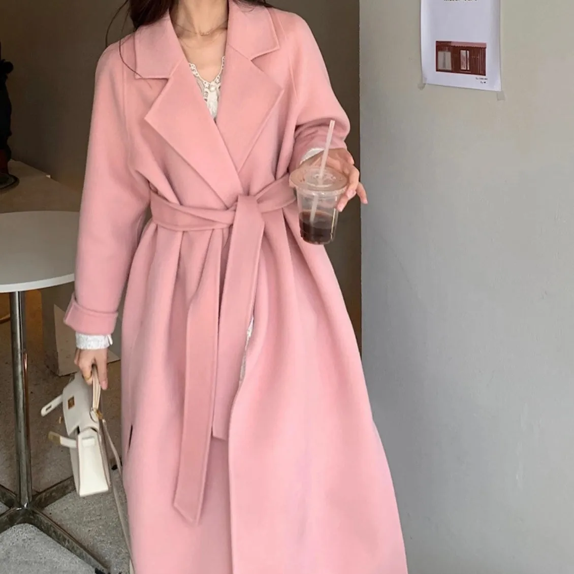 Pink Handmade Wool Coat - 100% Wool