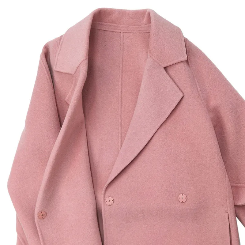 Pink Handmade Wool Coat - 100% Wool