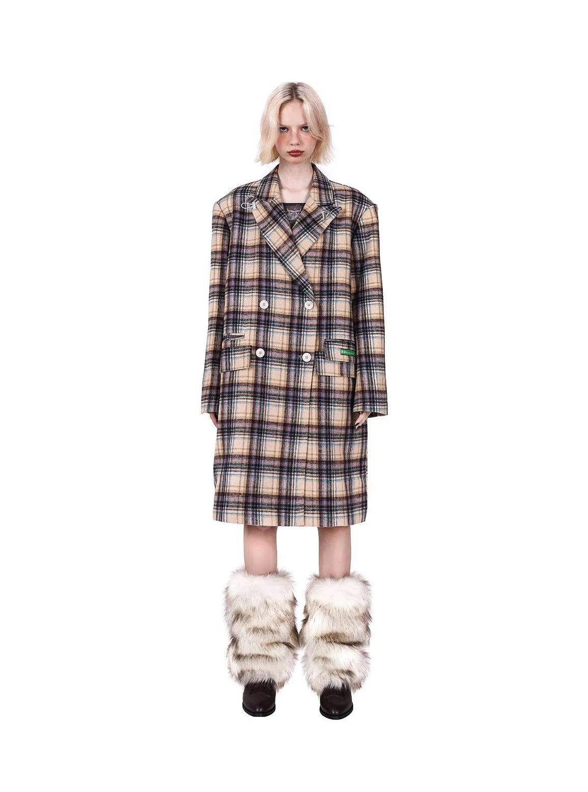 PINKSPINK Oversized Plaid Wool Coat - Dual Color Options