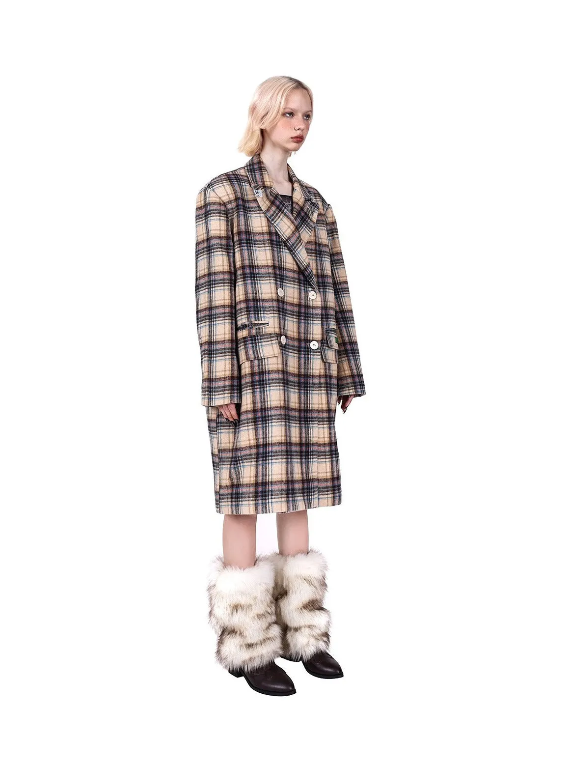 PINKSPINK Oversized Plaid Wool Coat - Dual Color Options