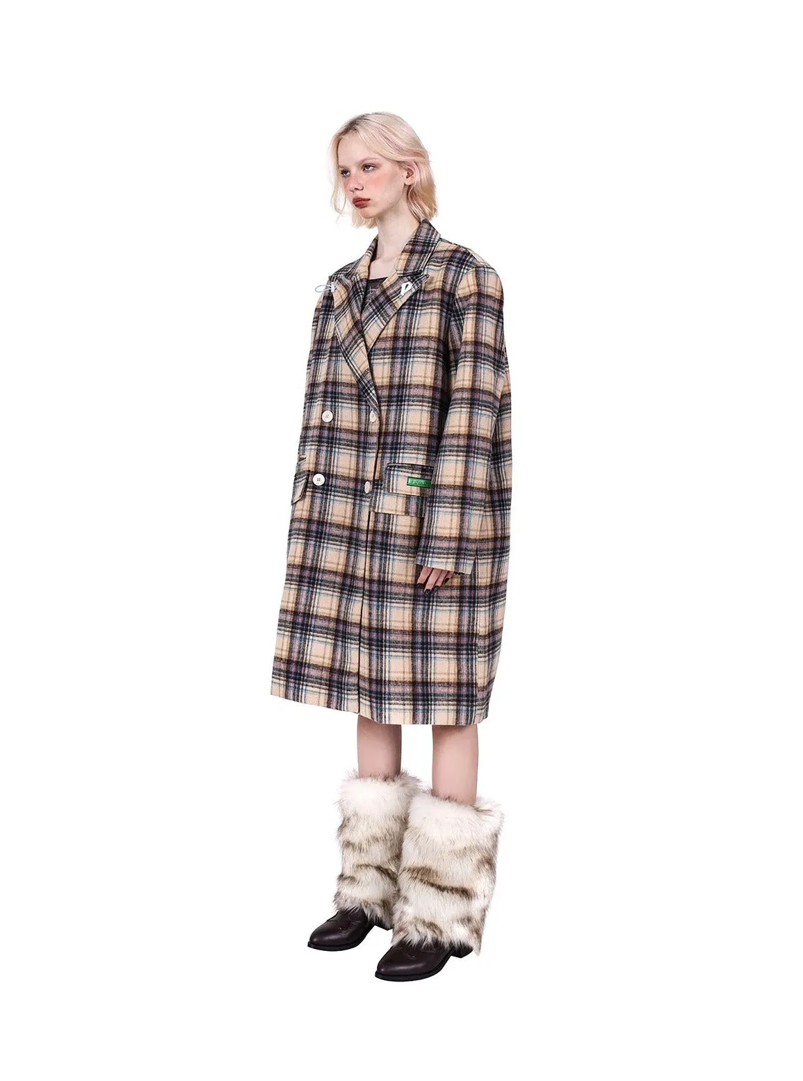 PINKSPINK Oversized Plaid Wool Coat - Dual Color Options