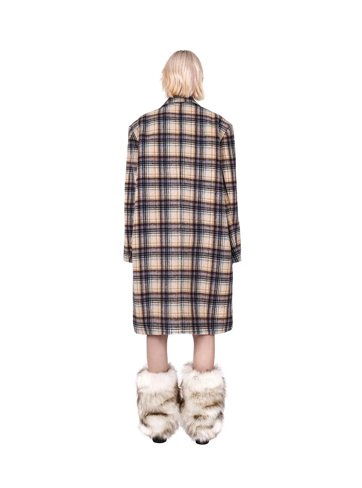 PINKSPINK Oversized Plaid Wool Coat - Dual Color Options