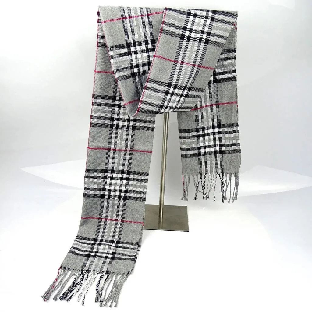 Plaid Soft Long Winter Scarfs Cozy 100% Cashmere Pashmina Wool