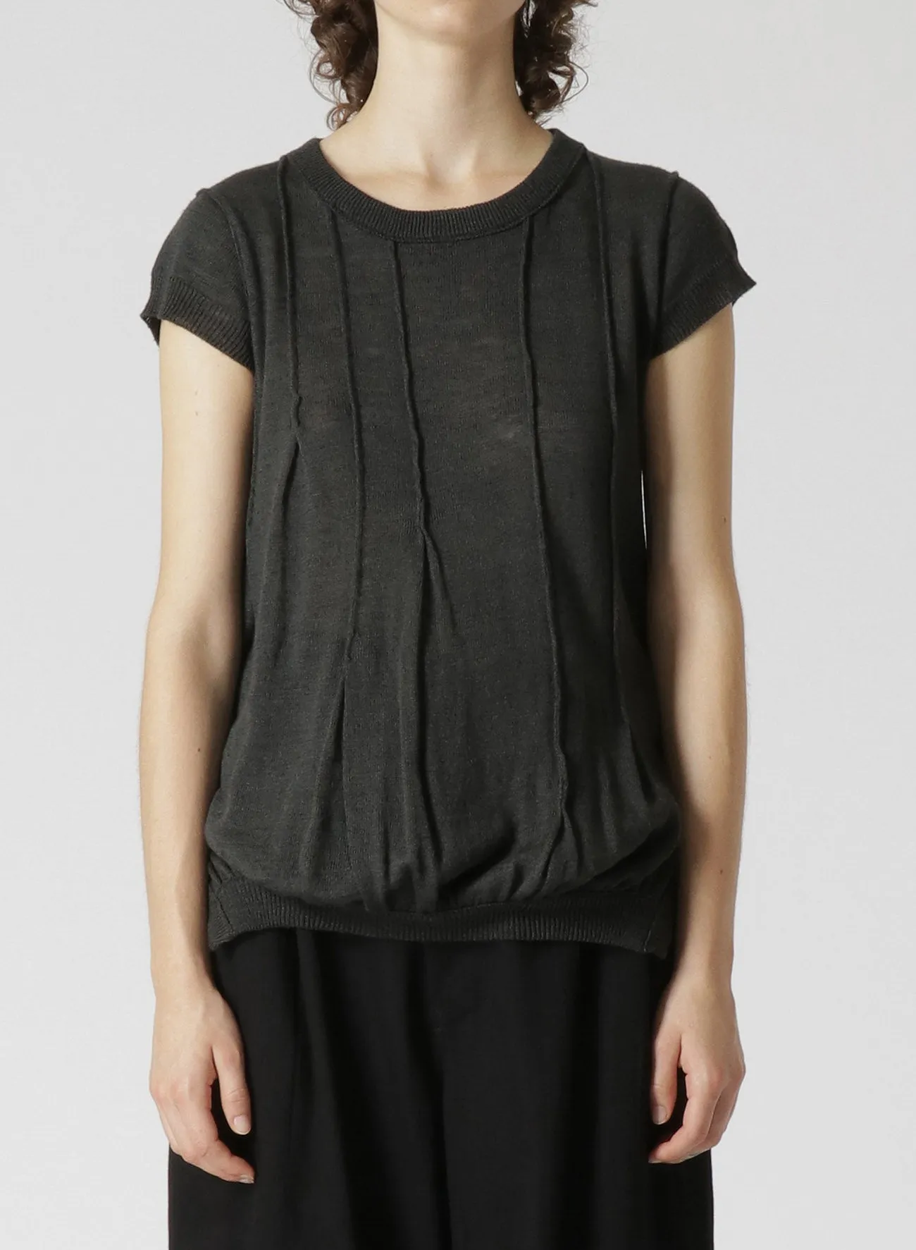 PLAIN STITCH PLEATED PULLOVER