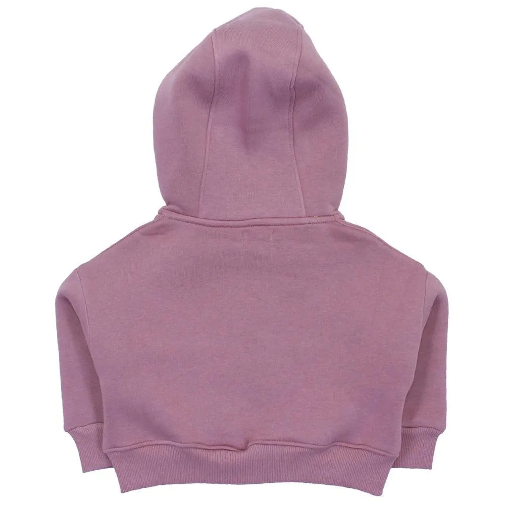 Purple Long-Sleeved Zip-Up Cropped Hoodie