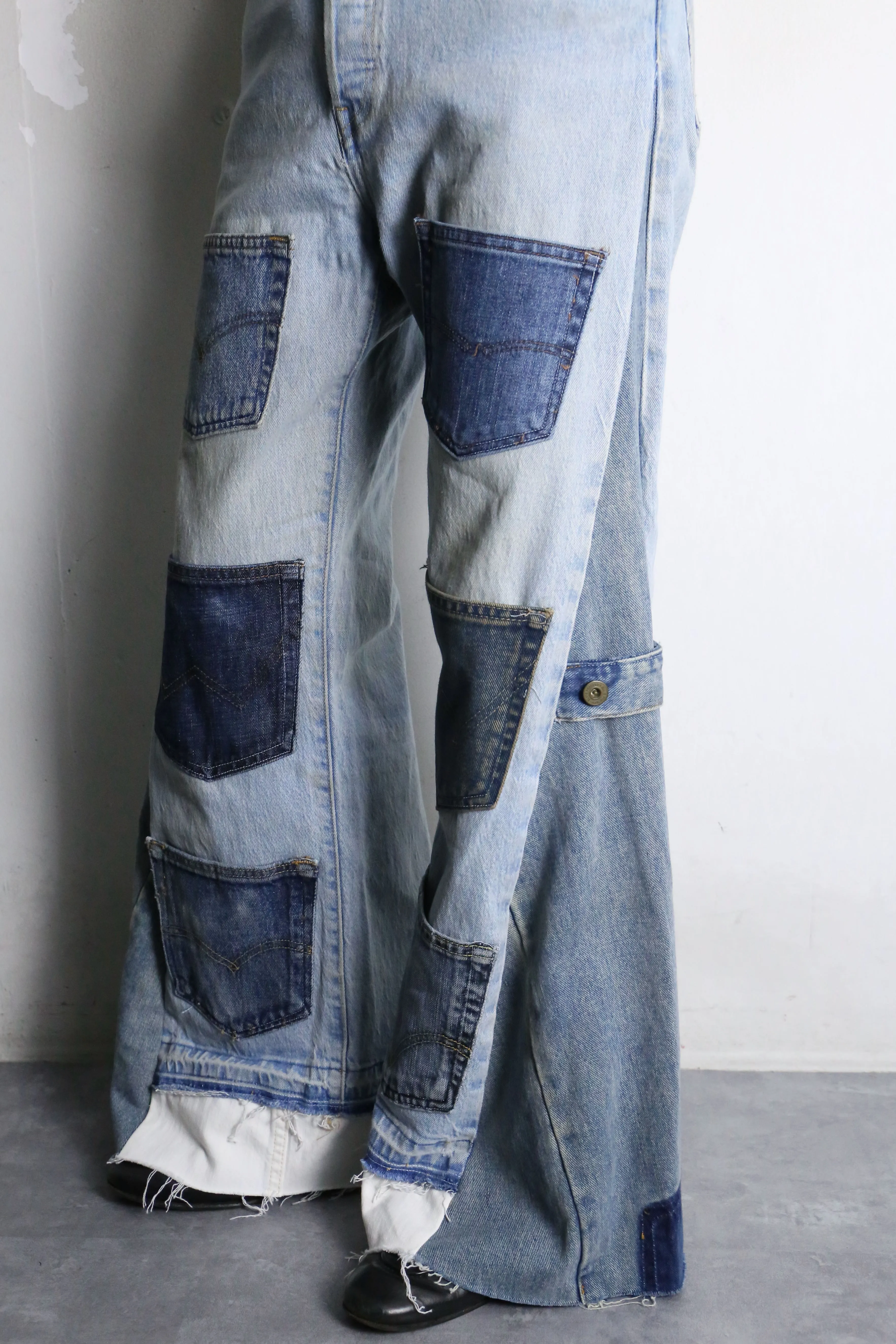 "Re:make" many pocket patch buggy flare denim