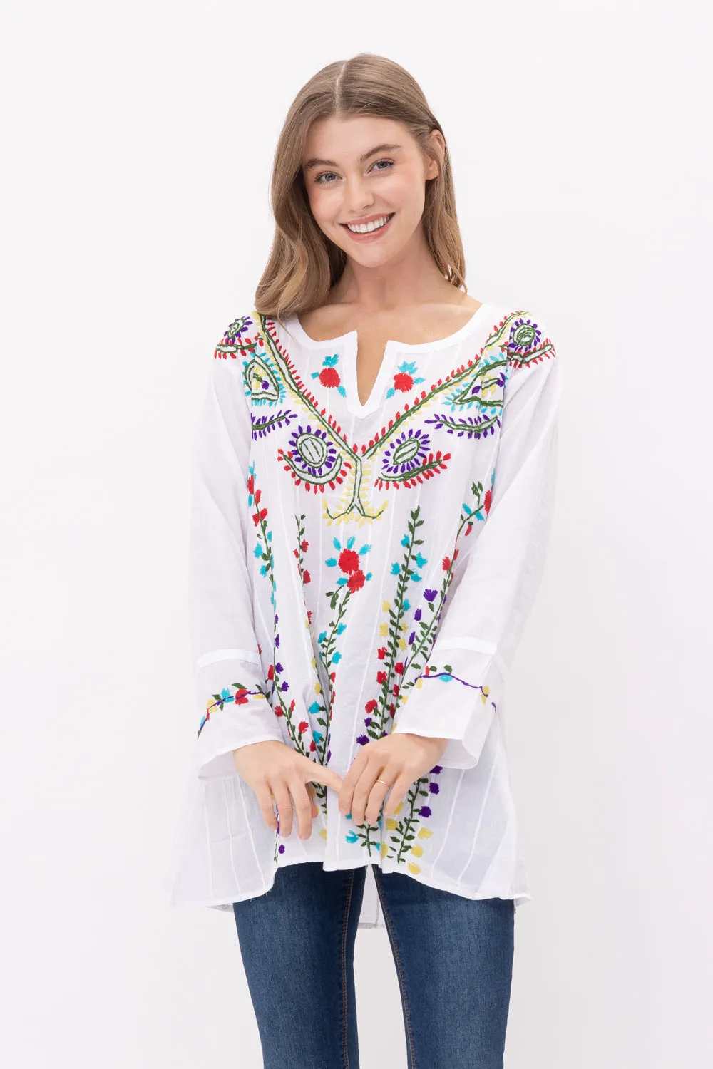 RAJ BELLE FLORAL EMBROIDERED DETAIL TUNIC