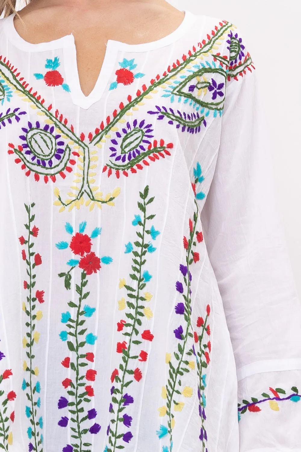 RAJ BELLE FLORAL EMBROIDERED DETAIL TUNIC