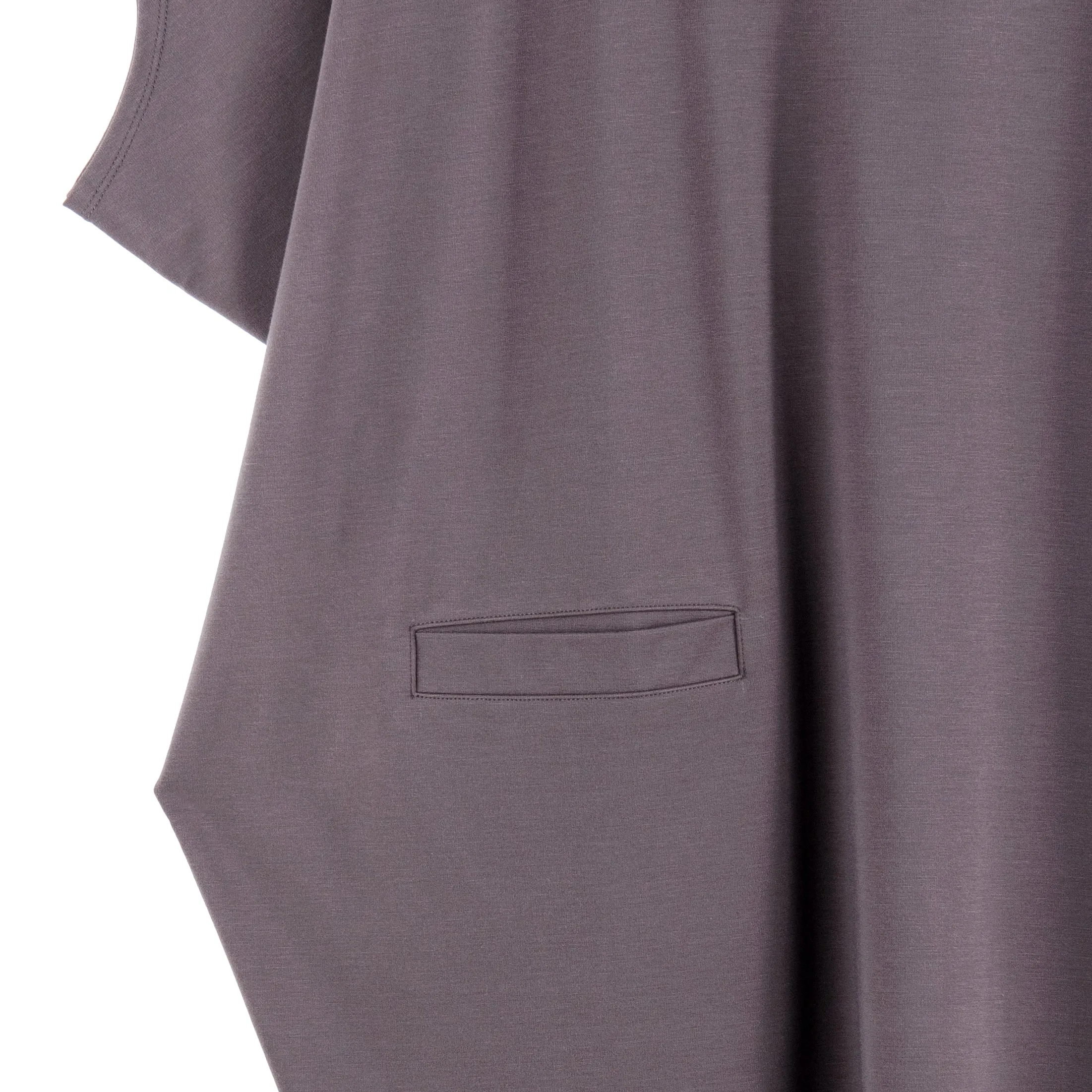 Rayon-Ponte Knit - Architectural Tunic Pocket Dress - Mocha