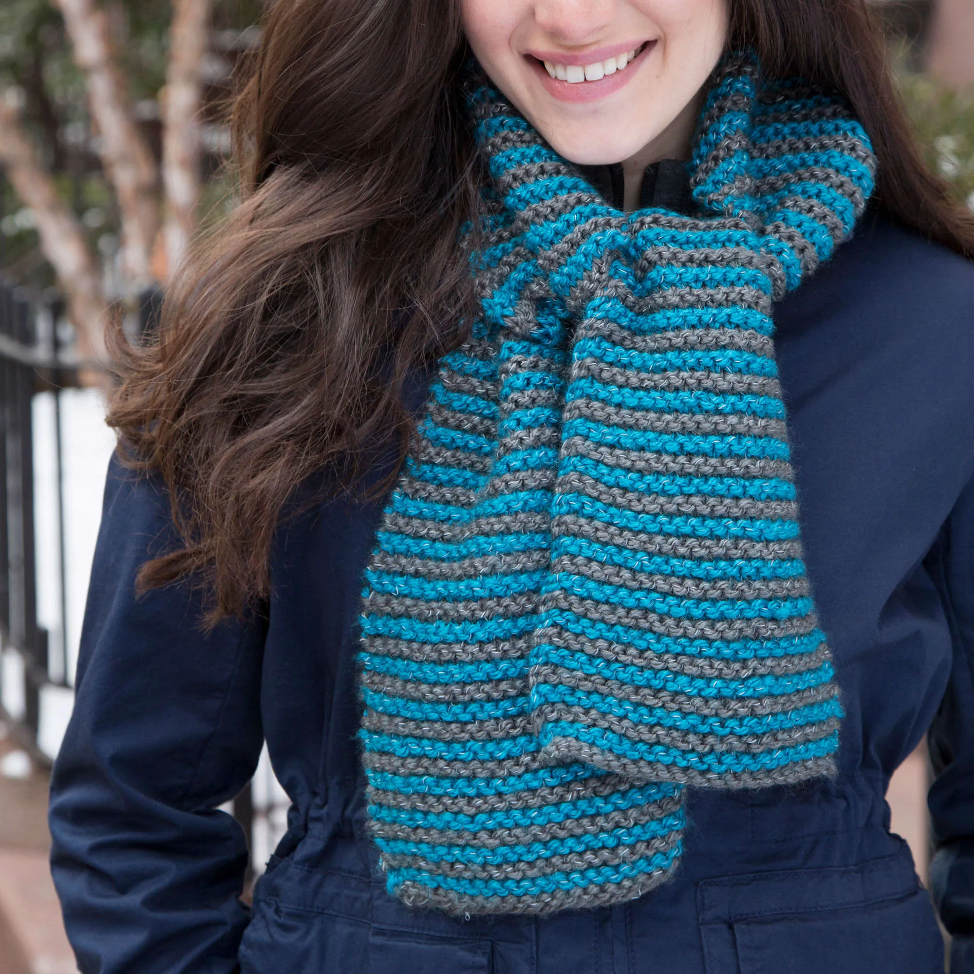 Red Heart Knit In Stripes Scarf