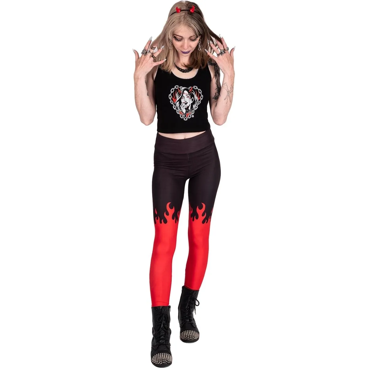 Red Hot Fire High Waist Leggings