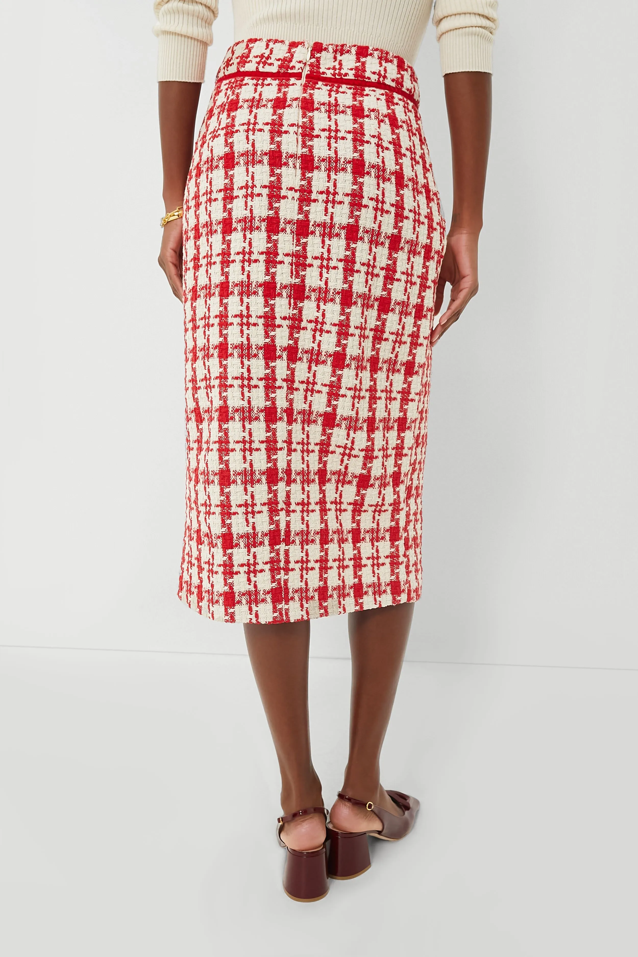 Red Tweed Marjorie Midi Skirt