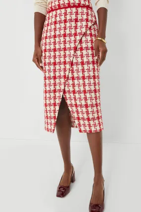 Red Tweed Marjorie Midi Skirt