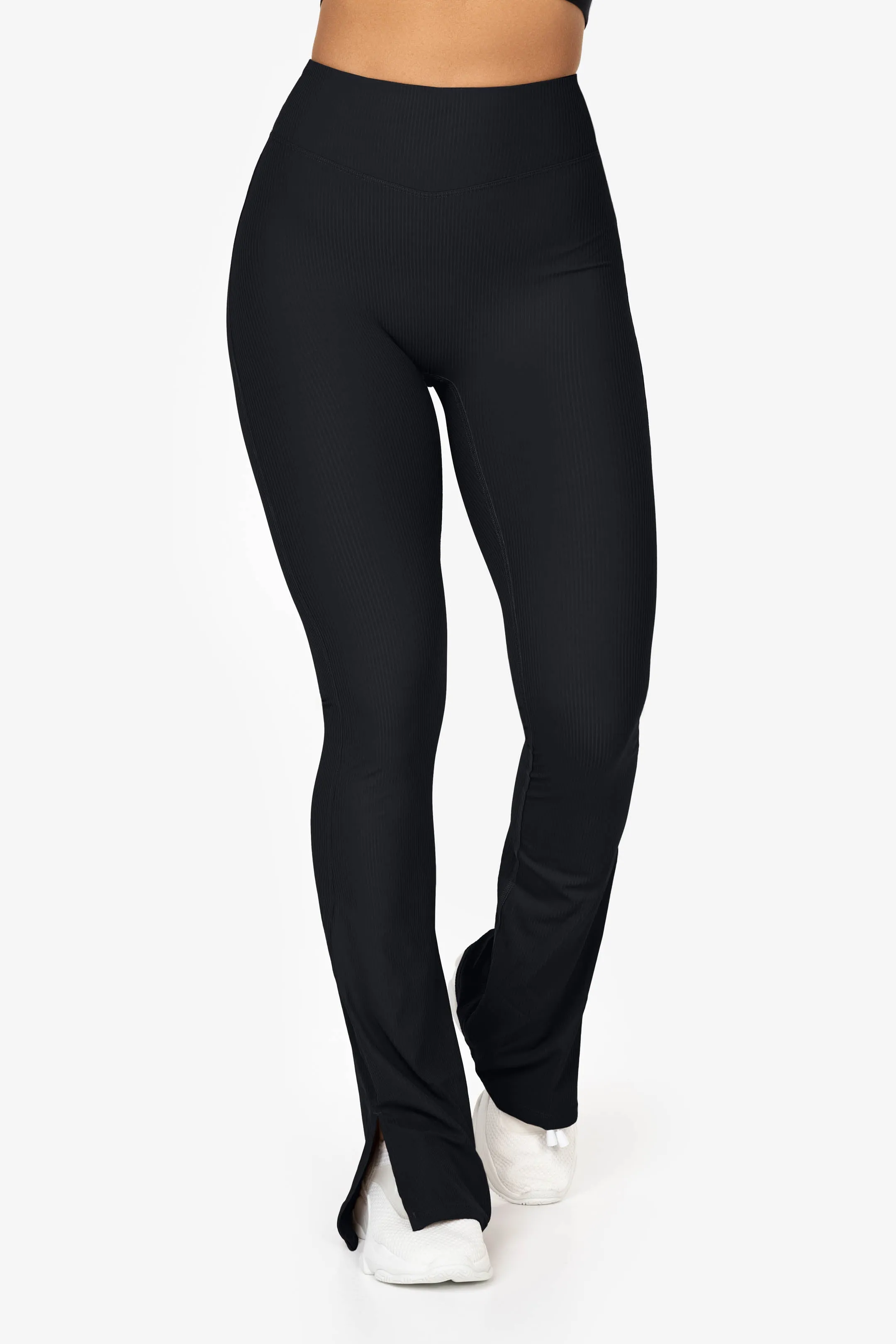 Ribbed Split Flared Leggings