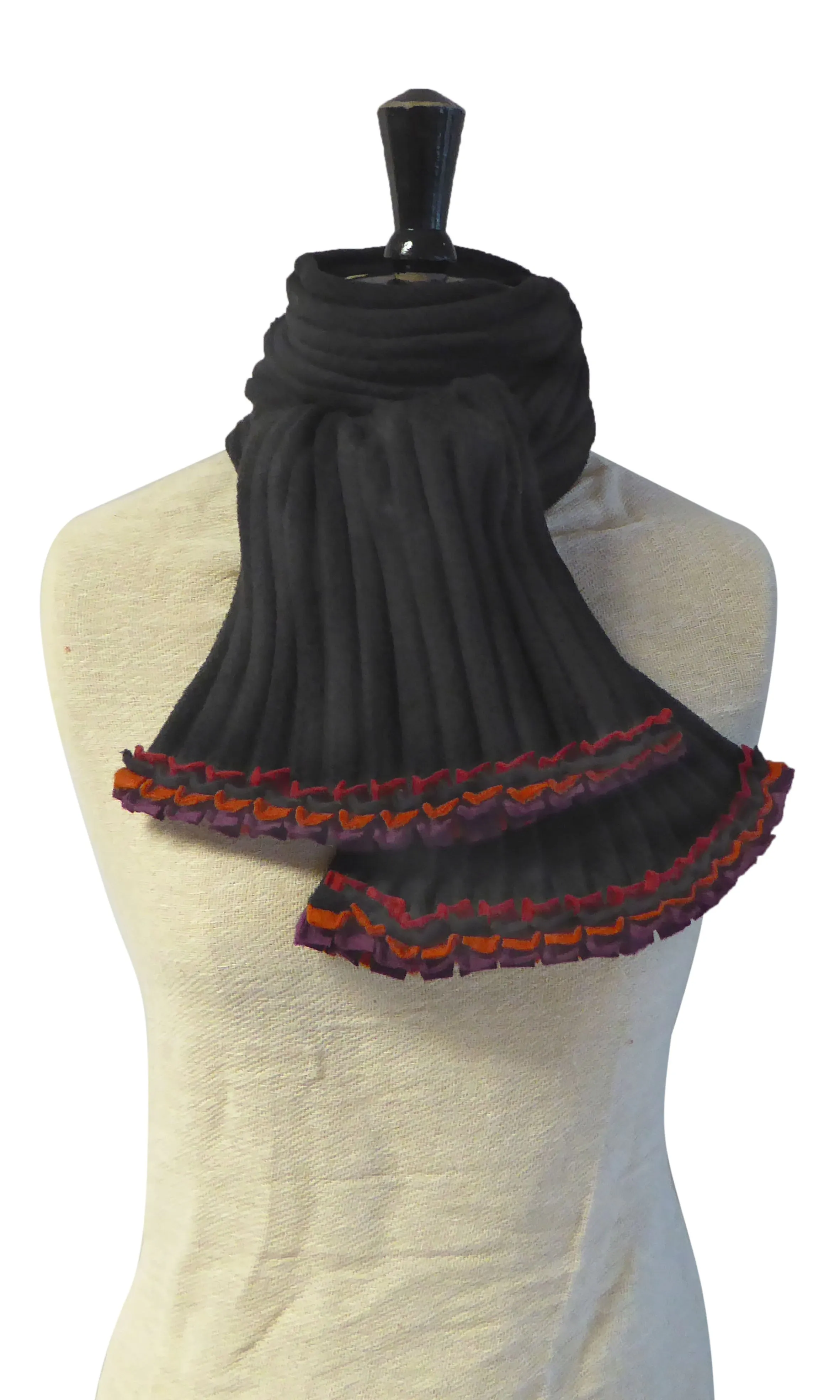 Ruffle Scarf - Black/Reds - NEW