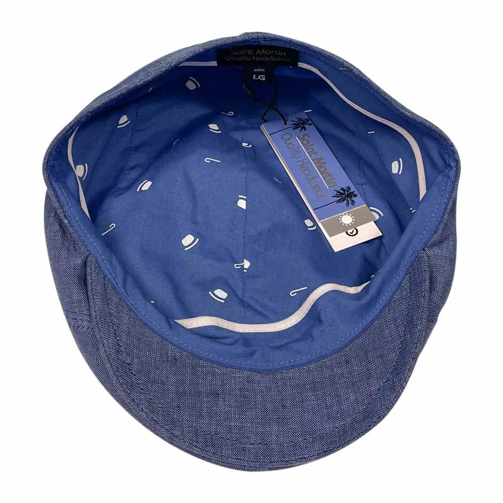 Saint Martin - Blue Linen Flat Cap