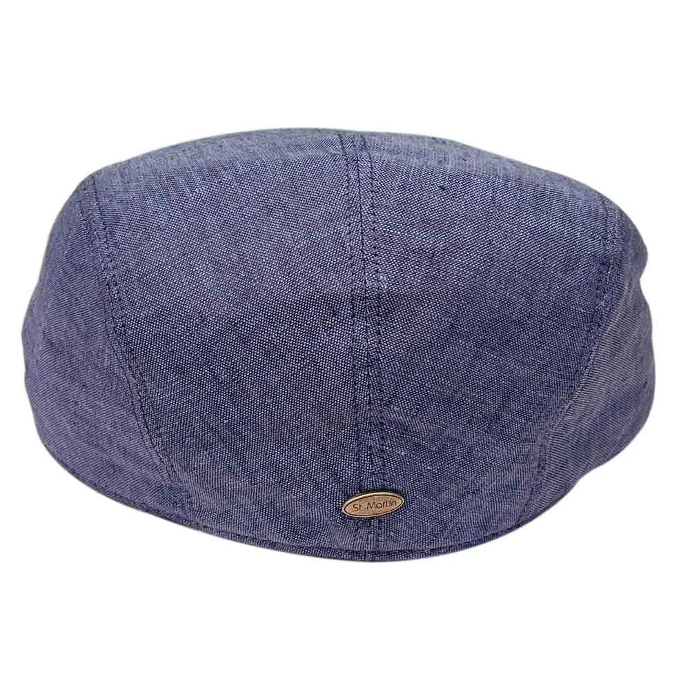 Saint Martin - Blue Linen Flat Cap