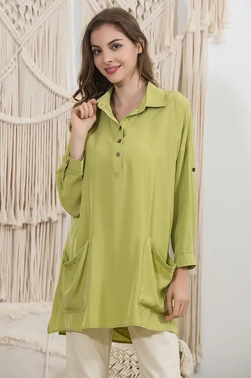 Sassy Bling Oversize Pocket Tunic - Lime Green