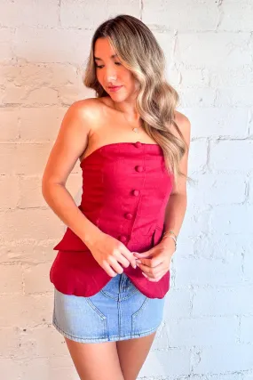 Scarlet Button Top