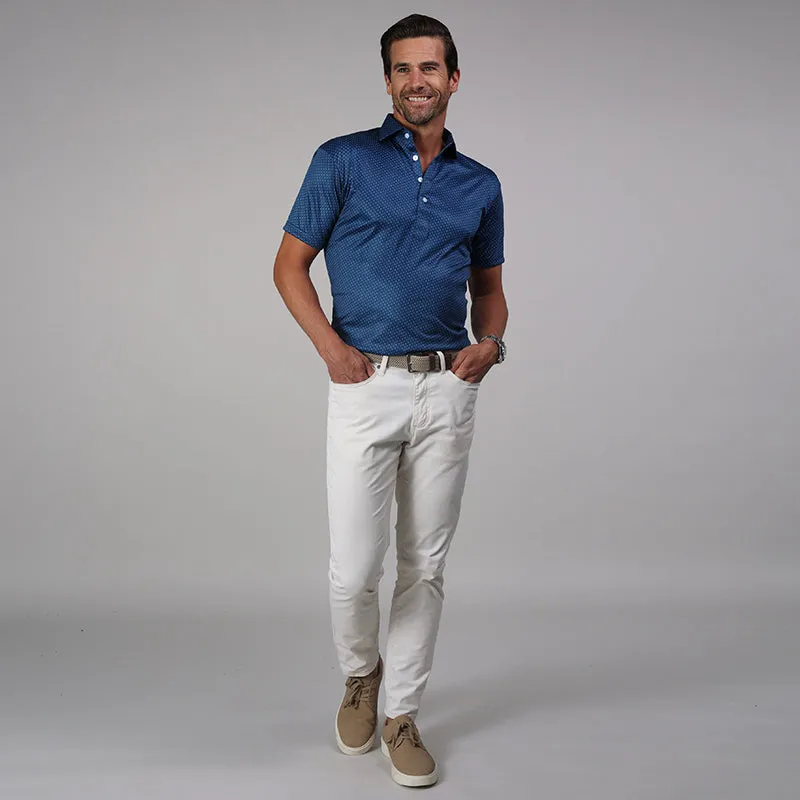 Semi-Spread Collar Polo Blue Polka Dot